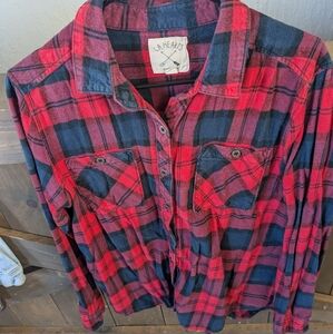 LA Hearts Plaid Button Up